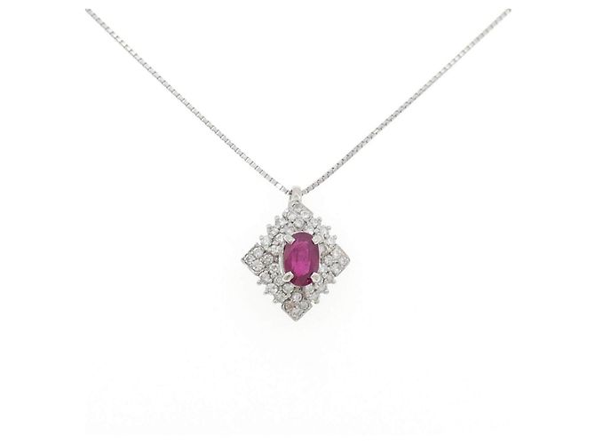 Autre Marque Colar de Rubis e Diamantes Pt850