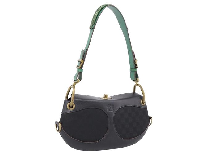 LOEWE Bolsa de Ombro em Couro Preta e Dourada