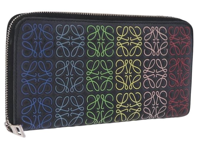 LOEWE Anagram Zippy Wallet Leather Silver Rainbow