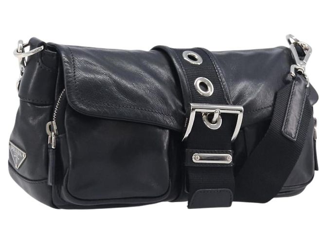 Sac à épaule PRADA Cuir Noir Argent