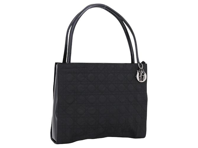 Christian Dior Canage Shoulder Bag Nylon Black Silver