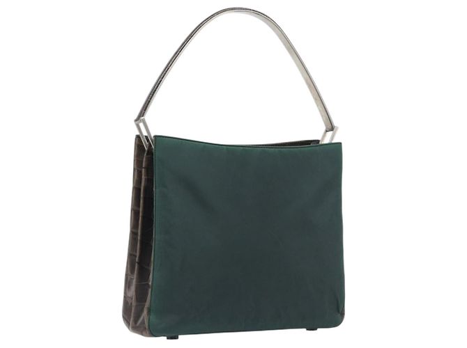 PRADA Bolsa de Ombro com Alça de Metal Nylon Green Silver