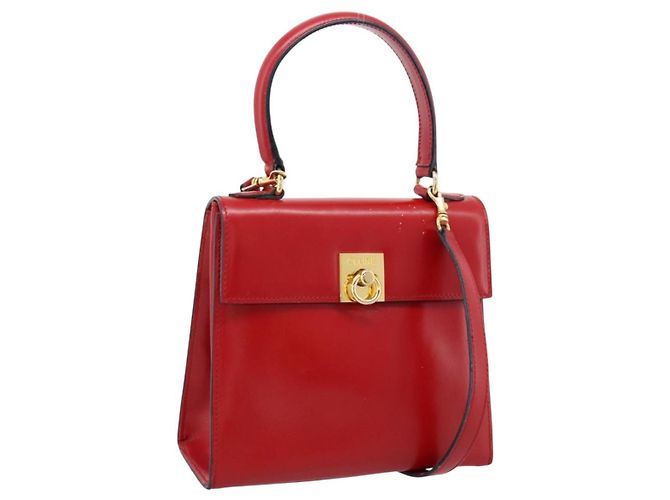 Céline Bolsa CELINE de couro 2way Vermelho Ouro