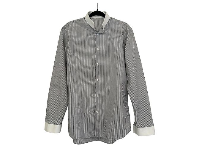 Dior Camisa de algodón a rayas con cuello mao