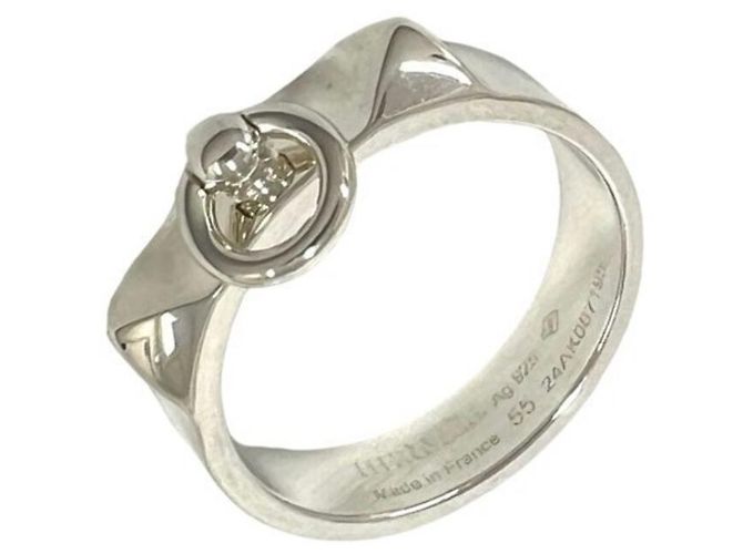 Hermès HERMES Anel Collier de Chien Silver Band Ring