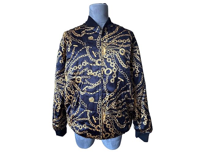 Céline Chain Print Viscose Bomber Jacket