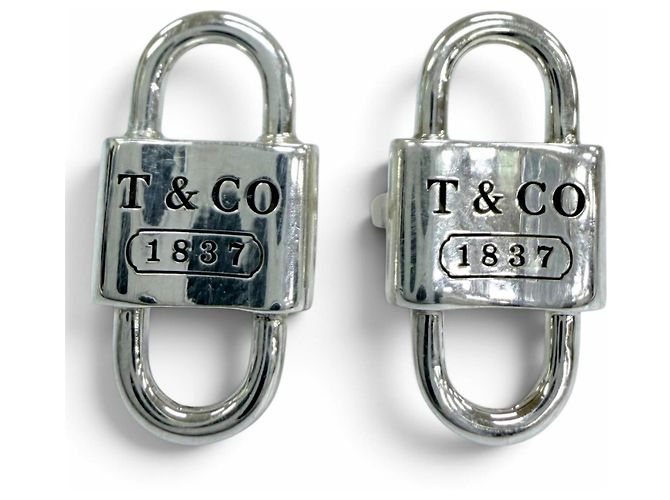 Autre Marque Tiffany & Co. 1837 Small Double Lock Ohrringe