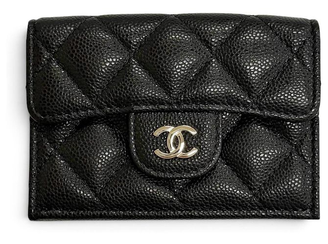 Cartera compacta tríptico Chanel Coco Mark de piel Caviar