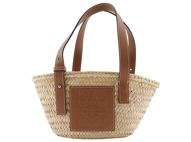 LOEWE Beige Small Raffia Basket Tote