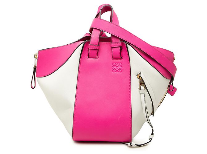LOEWE White Medium Bicolor Leather Hammock Satchel