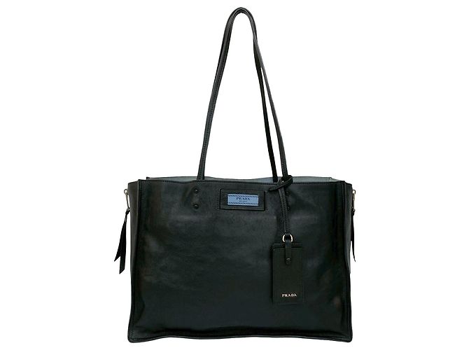 Prada Black Glace Calf Etiquette Tote