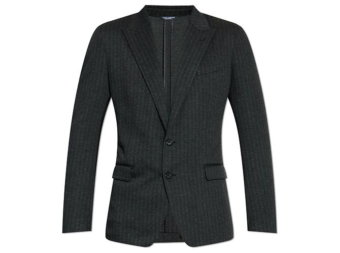 Dolce & Gabbana Grey Herringbone Blazer