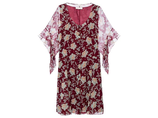 Chloé Seidenkleid mit Blumenprint Dunkelrot