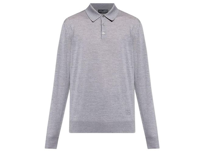 Dolce & Gabbana Woll-Poloshirt Grau