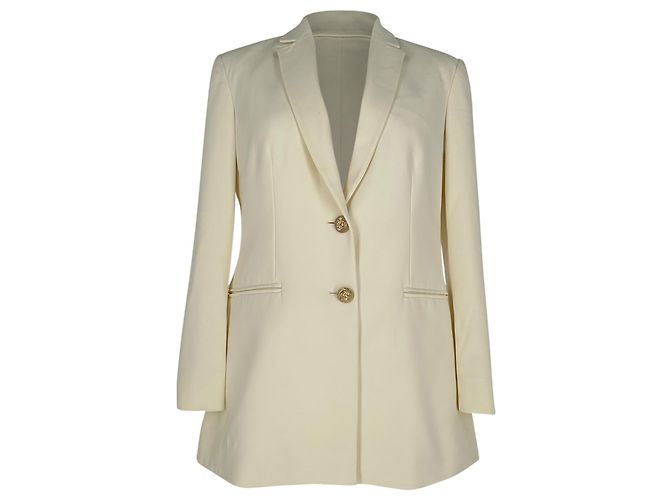 Versace Single-Breasted Blazer with Pockets in White Cotton