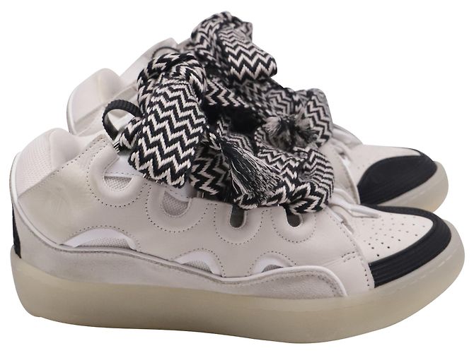 Baskets Lanvin Curb en cuir blanc