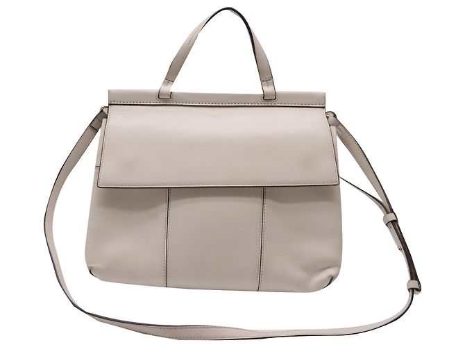 Bolsa de ombro Tory Burch Block T em couro de bezerro branco