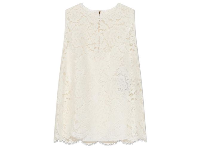 Dolce & Gabbana Top sin mangas de encaje blanco