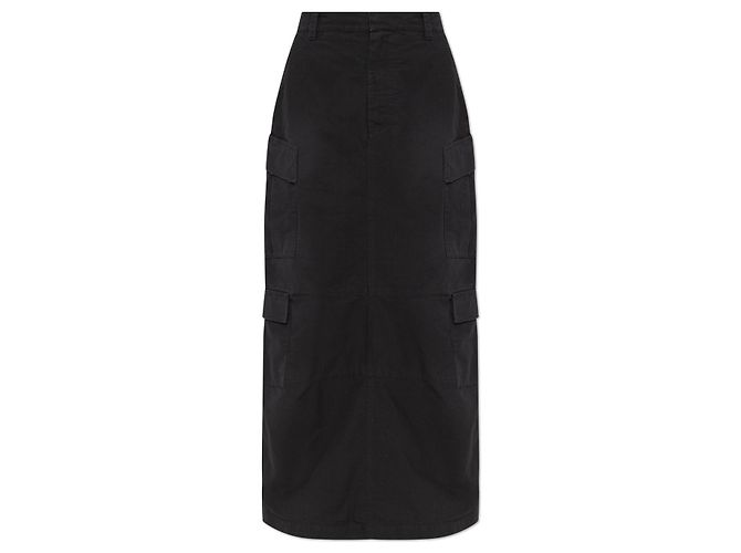 Falda maxi Balenciaga de algodón negro con bolsillos