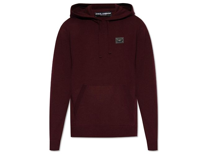 Pull à capuche en laine Dolce & Gabbana Rouge