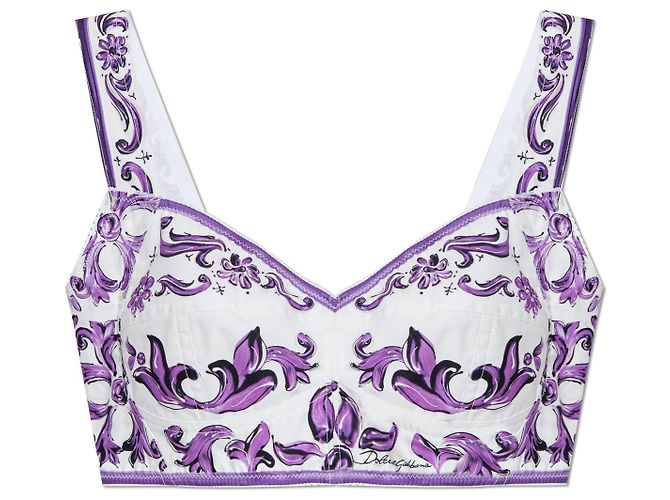 Dolce & Gabbana Top curto com estampado "Majolica"