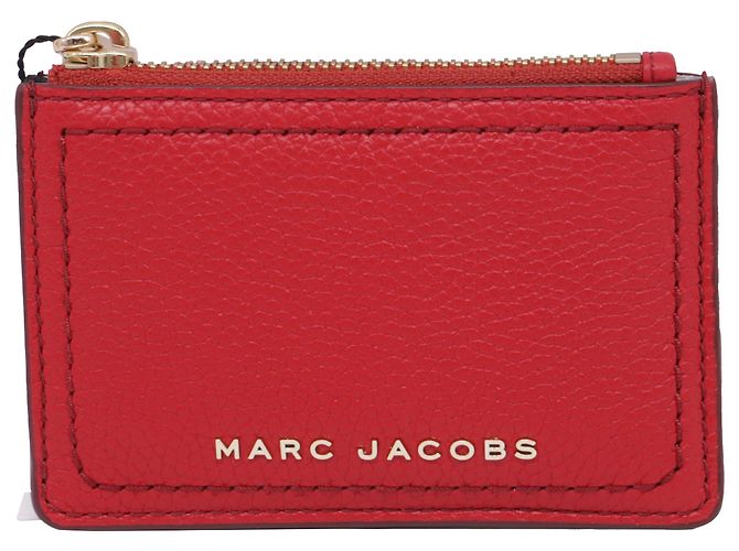 Marc Jacobs Top Zip Card Wallet in Red Leather