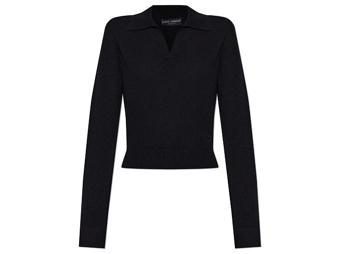 Dolce & Gabbana Kaschmir Polohemd Schwarz