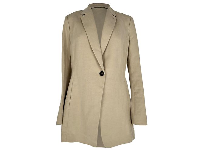 Brunello Cucinelli Single-Breasted Blazer in Beige Wool