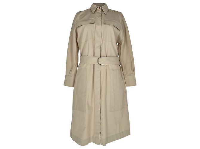 Trench Coat com Cinto e Bolsos Brunello Cucinelli em Algodão Bege