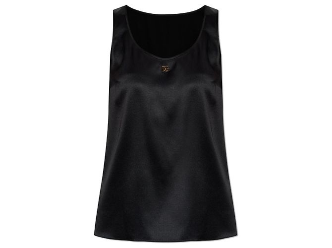 Dolce & Gabbana Silk top with logo-shaped appliqué