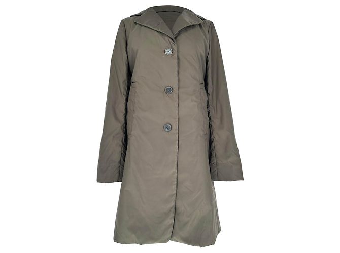 Jil Sander Single-Breasted Padded Coat in Brown Polyester