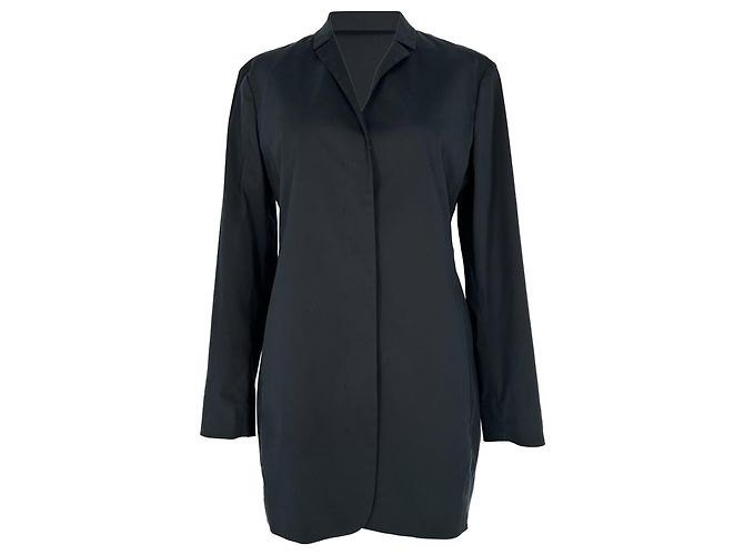 Jil Sander Hidden-Buttoned Blazer in Black Cotton