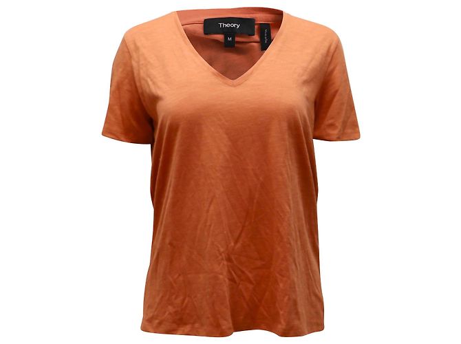 Theory V-Ausschnitt Hemd einfarbig in Orange Modal