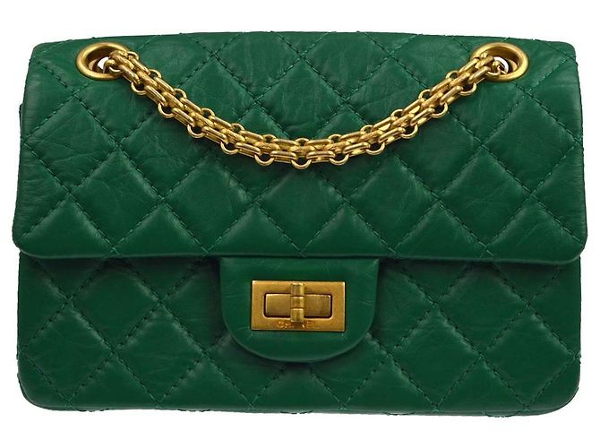 Chanel 2.55 Bolsa de couro de bezerro verde