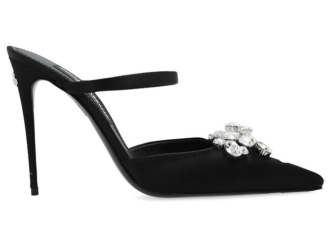 Mules in raso nero a punta Dolce & Gabbana