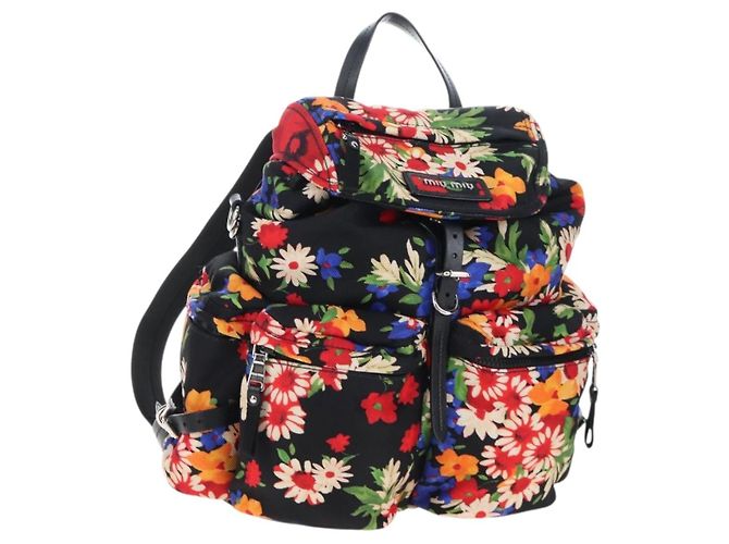 Miu Miu Backpack Canvas Multicolor Silver