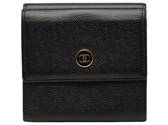 Cartera larga de cuero bi-fold Chanel CC Button