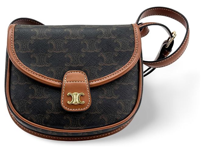 Céline Celine Besace Flap Triomphe Coated Canvas Mini