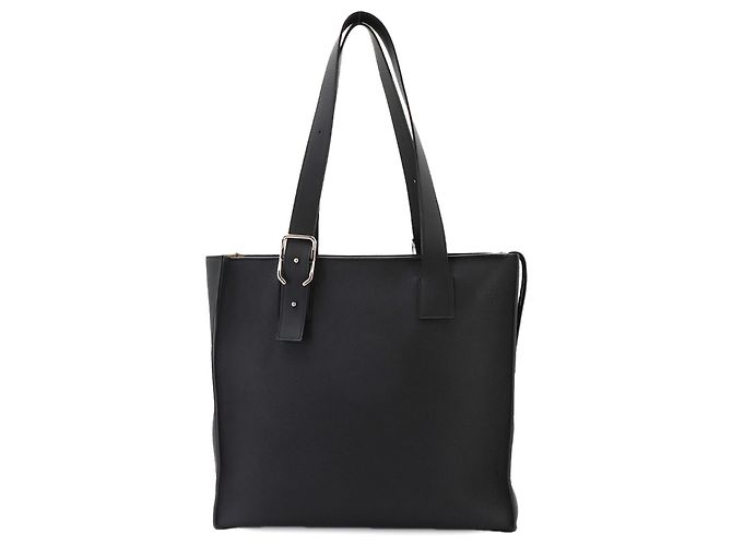 mala Tote Loewe em couro preto com fivela e fecho de correr