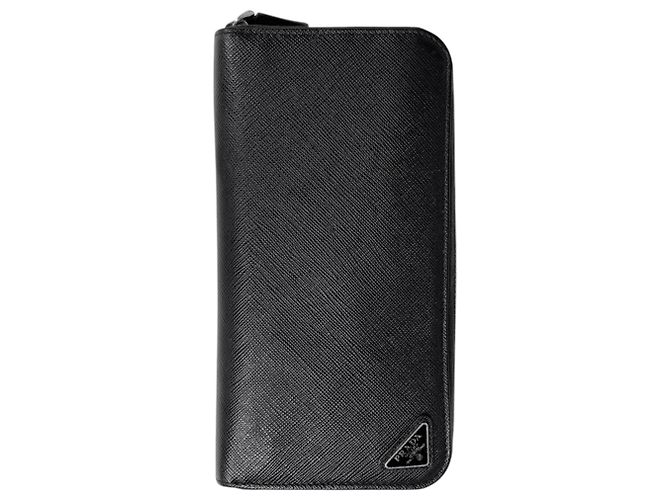 Prada Black Leather Long Wallet