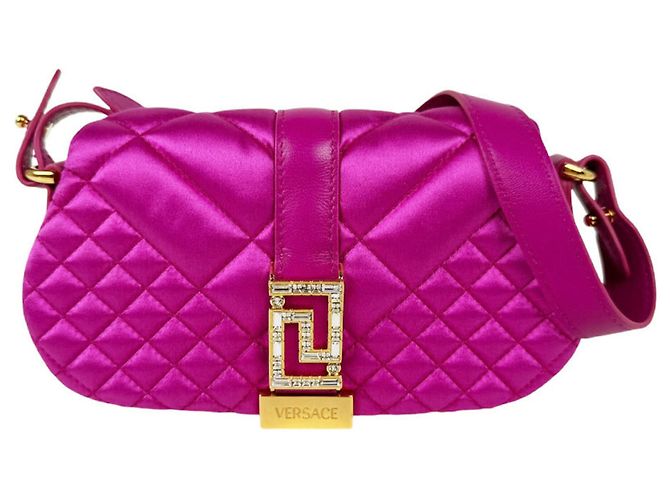 Bolsa de Ombro de Cetim Versace em Rosa
