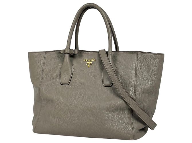 Prada Beige Leather 2-Way Tote Bag