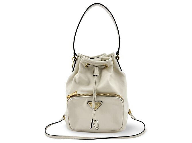 Prada Duet Drawstring Bucket Leather