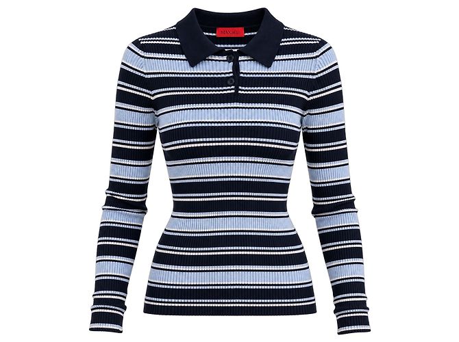 Autre Marque MAX&Co. Gestreiftes Strick-Poloshirt Blau/Weiß