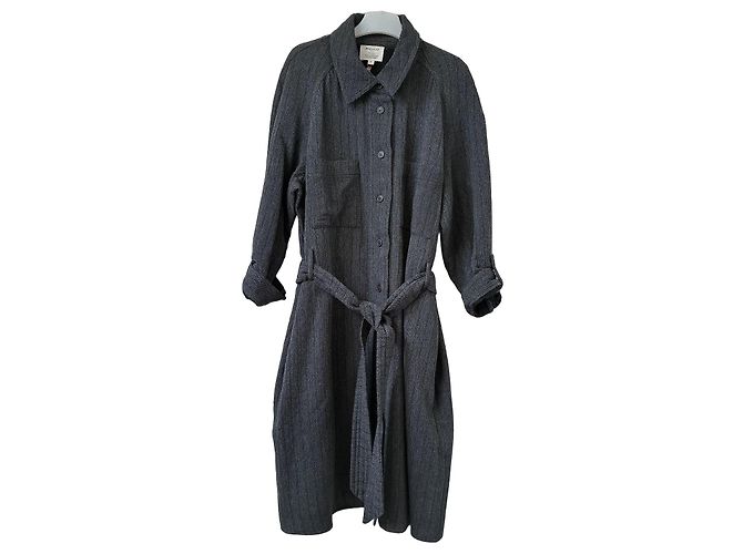 Autre Marque Maison 123 Vestido Camisero a Rayas Grises