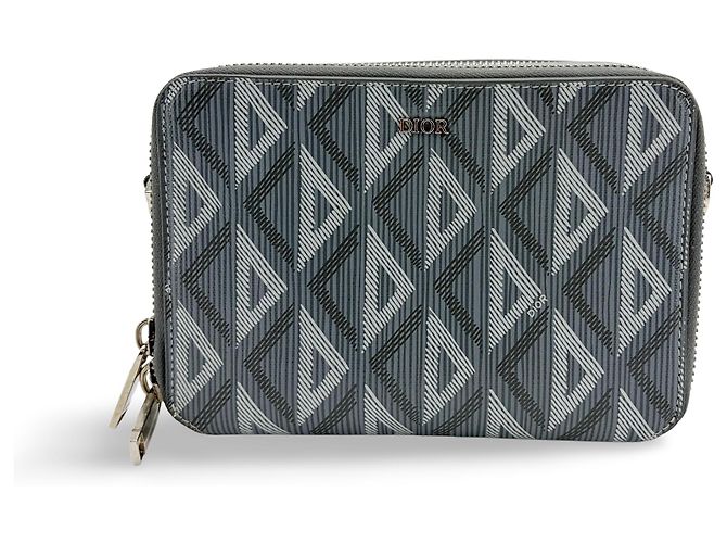 Christian Dior Double Zip CD Diamond Coated Canvas