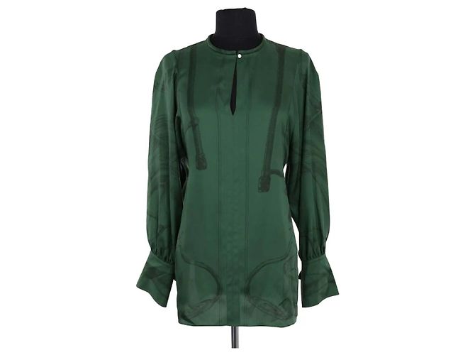 Blusa Hermès in seta verde
