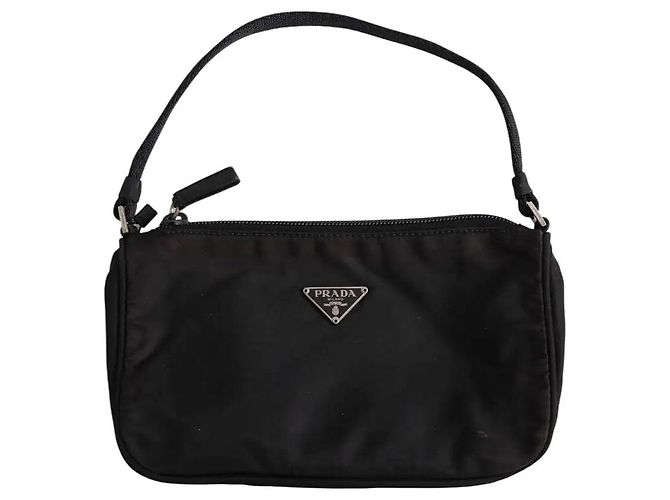 Borsa Cleo Prada mini in tessuto nera