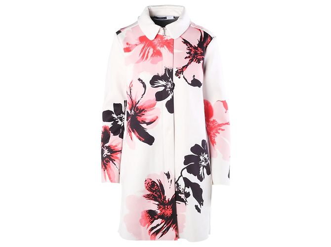 Autre Marque Sportmax Code White Floral Print Zip-Front Coa