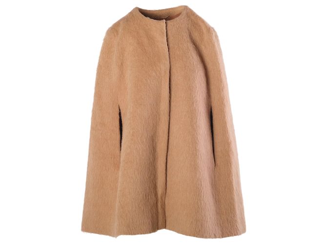 Autre Marque Sportmax Code Camel Wool & Alpaca Blend Collarless Coat